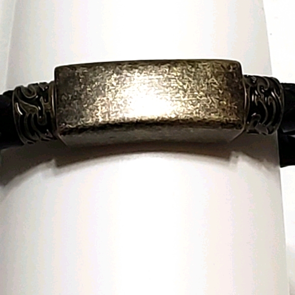 Bracelet Leather Heavy Duty Black Double Strand - Picture 2 of 5